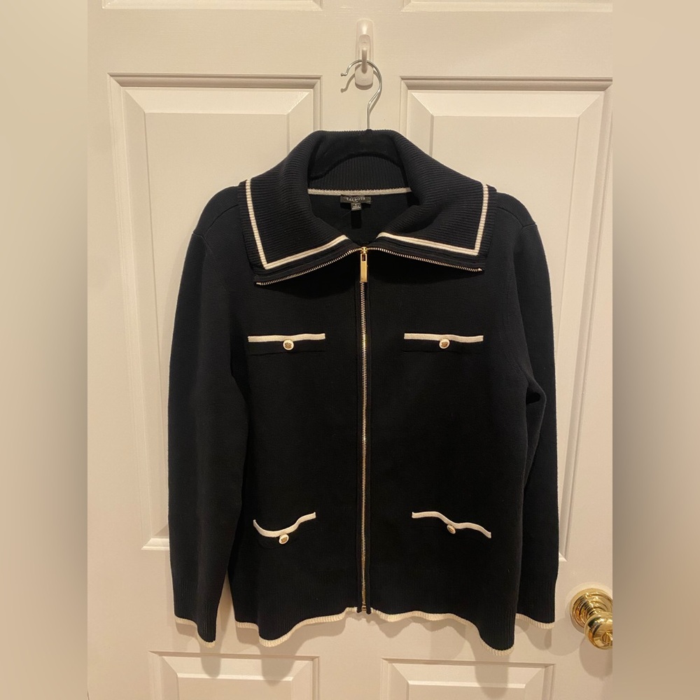 Talbots Women's Plus Size Full Zip Cardigan - Tipped in Black Size X NWT - Picture 3 of 10
